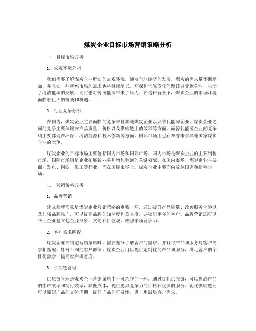 煤炭企业目标市场营销策略分析