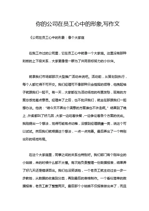 你的公司在员工心中的形象,写作文