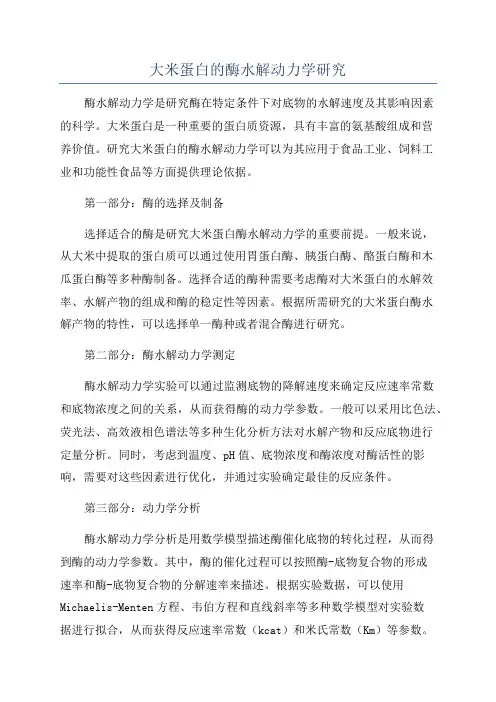 大米蛋白的酶水解动力学研究