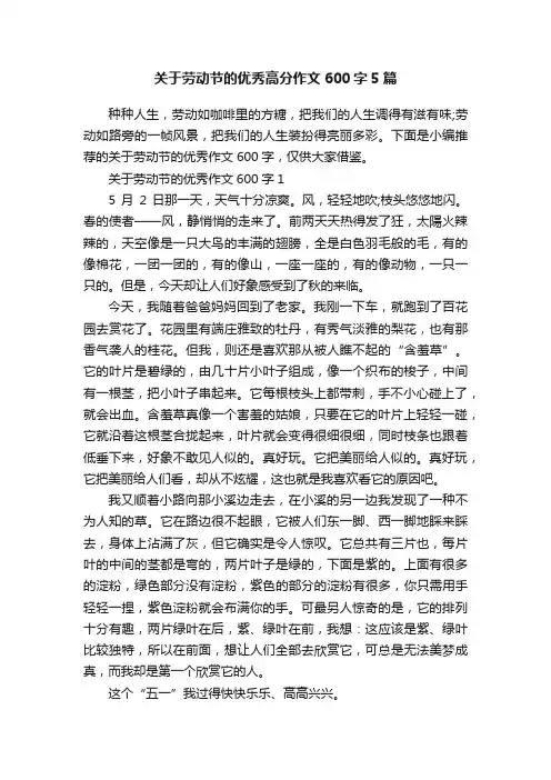 关于劳动节的优秀高分作文600字5篇