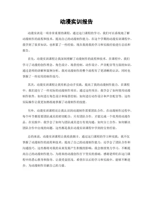 动漫实训报告