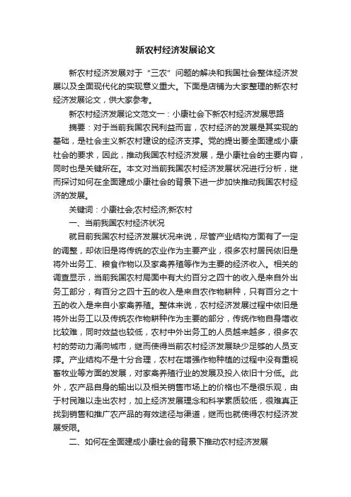 新农村经济发展论文