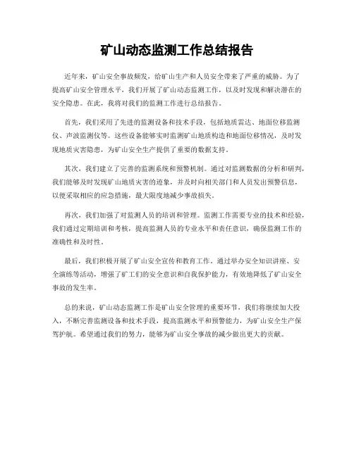 矿山动态监测工作总结报告