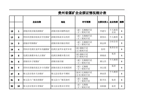 贵州煤矿企业名单