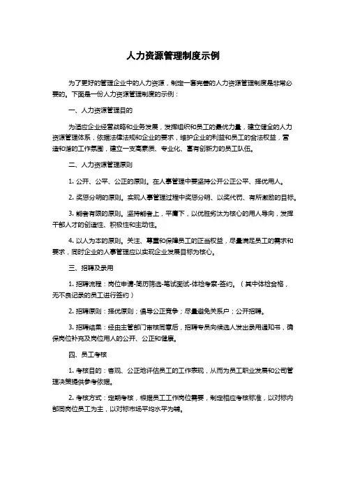 人力资源管理制度示例
