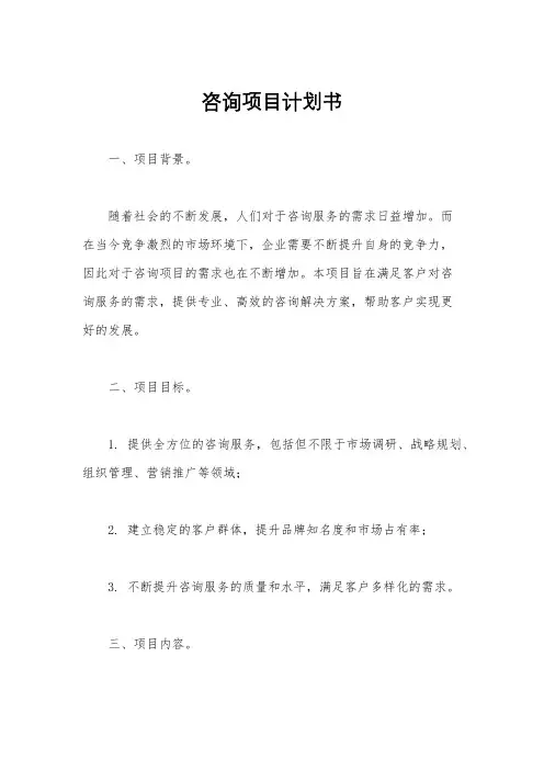 咨询项目计划书