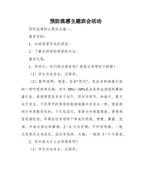 预防流感主题班会活动