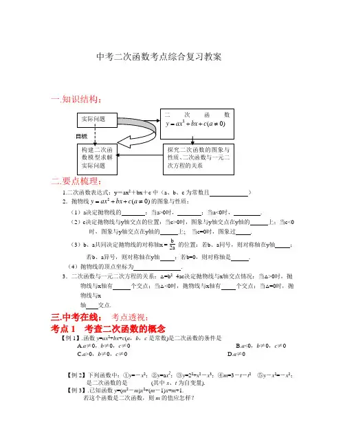 中考二次函数考点综合复习教案