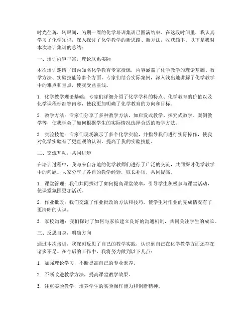 化学培训集训总结范文