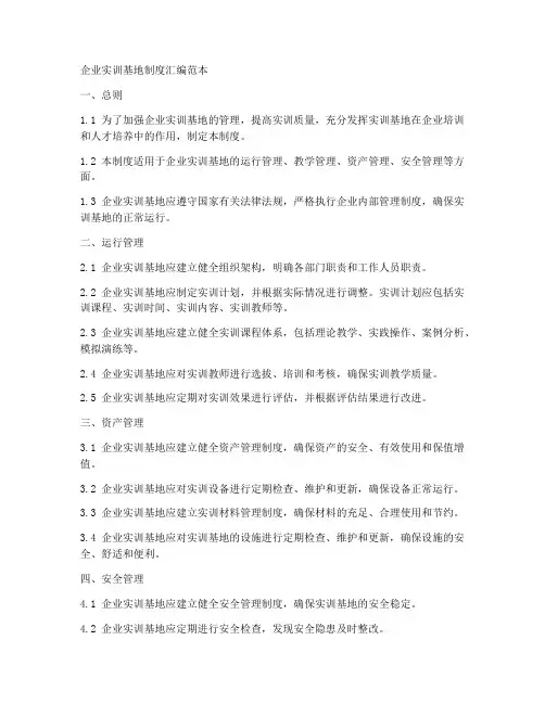 企业实训基地制度汇编范本