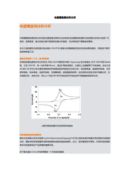 电镀槽液测试和分析