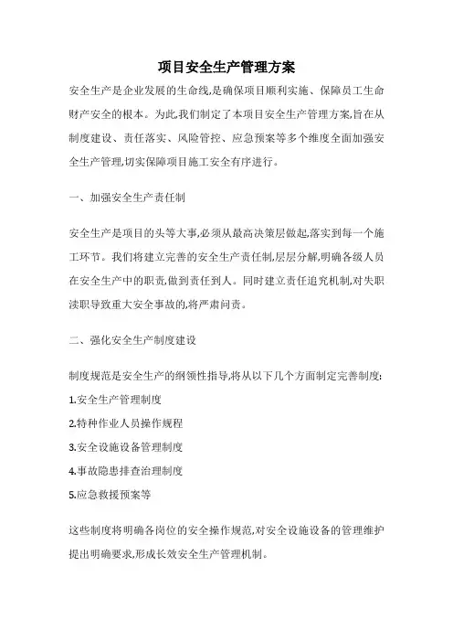项目安全生产管理方案