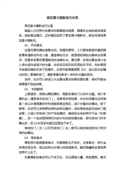 索尼黑卡摄影技巧分享