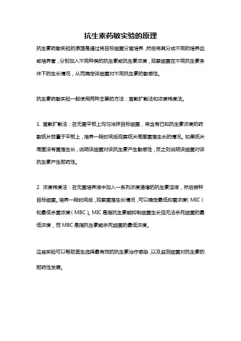 抗生素药敏实验的原理