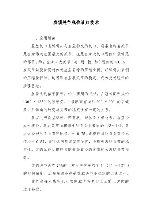 肩锁关节脱位诊疗技术