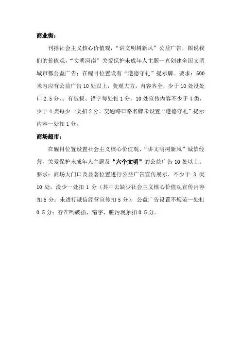 创文明城市商业街及商超检查标准