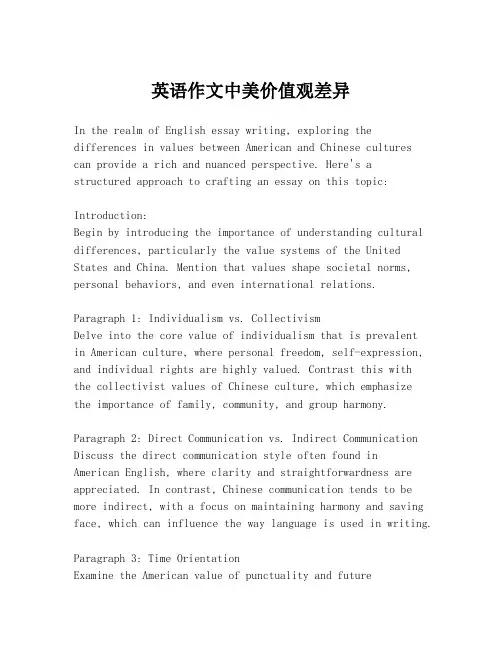英语作文中美价值观差异