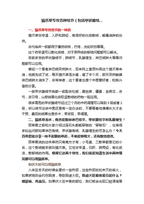 猫爪草专攻各种结节（包括甲状腺结...