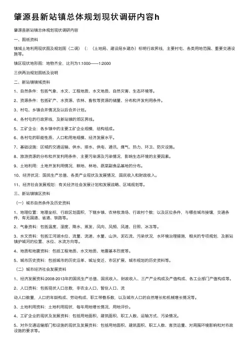 肇源县新站镇总体规划现状调研内容h