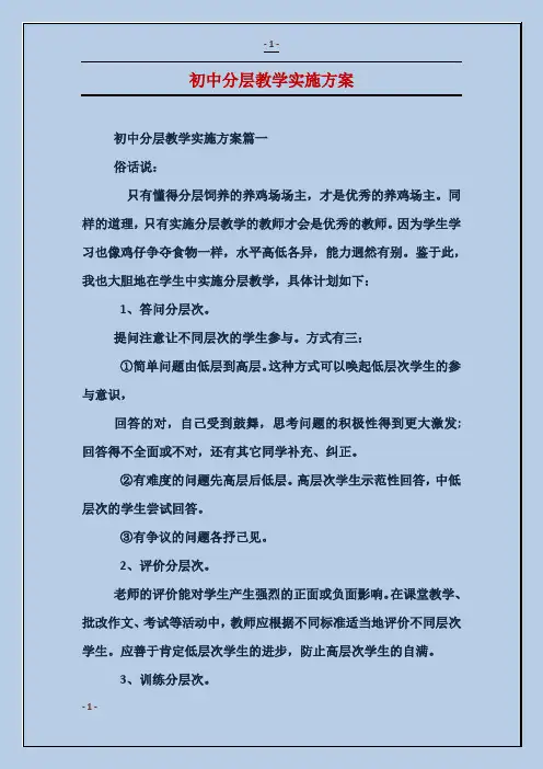 初中分层教学实施方案