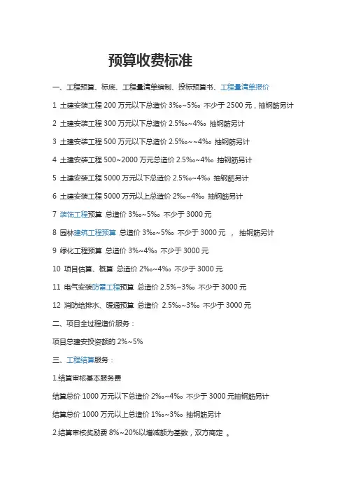 预算收费标准