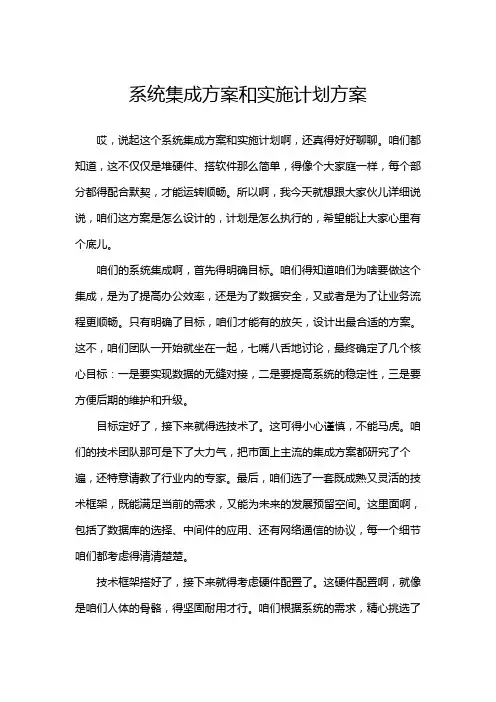 系统集成方案和实施计划方案