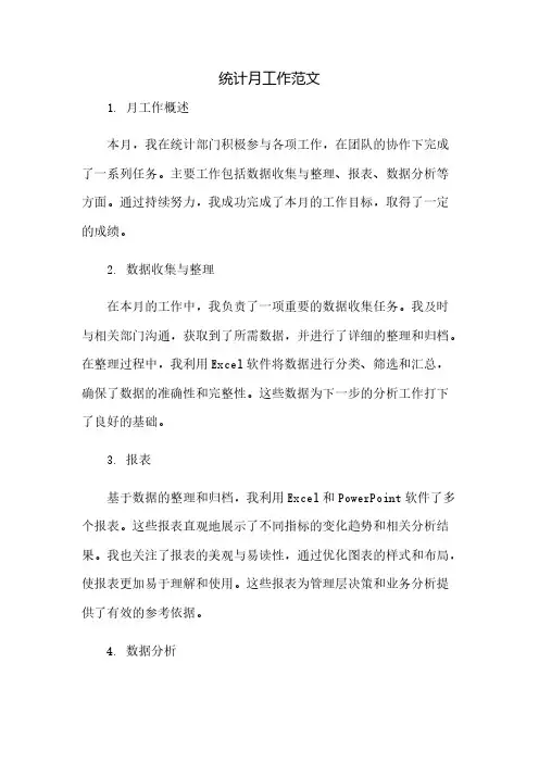 统计月工作总结范文