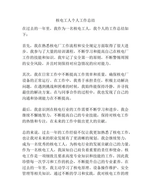 核电工人个人工作总结