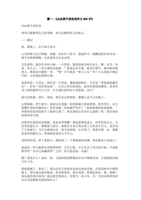 从此我不再放弃800字