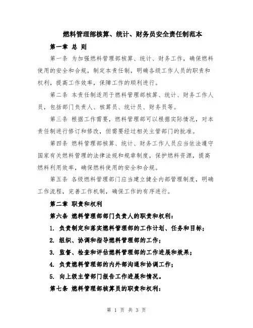 燃料管理部核算、统计、财务员安全责任制范本