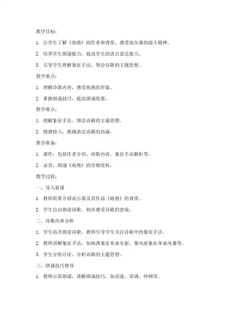 海燕朗诵诗歌教案模板范文