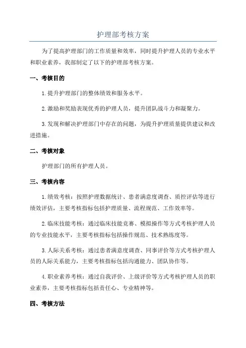 护理部考核方案