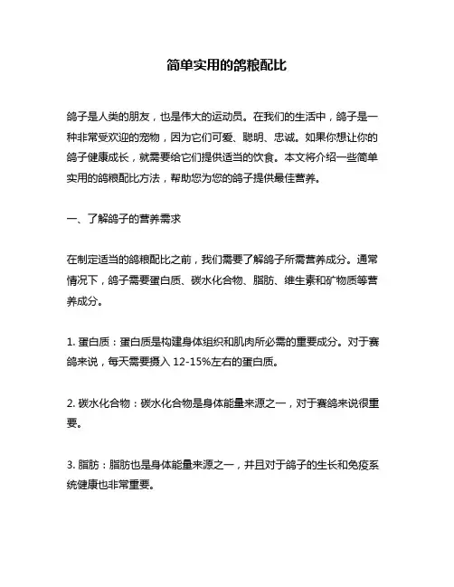 简单实用的鸽粮配比