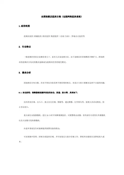 全国连锁店监控方案