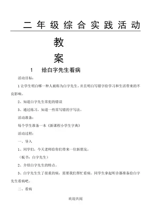 二年级综合实践活动教案