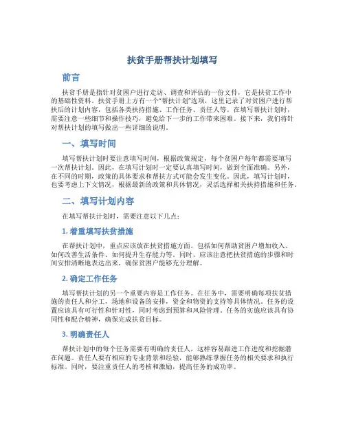 扶贫手册帮扶计划填写