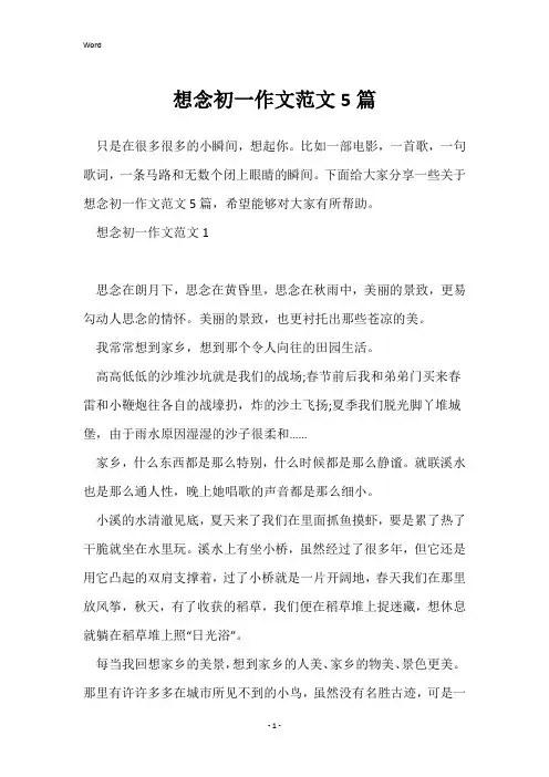 想念初一作文范文5篇