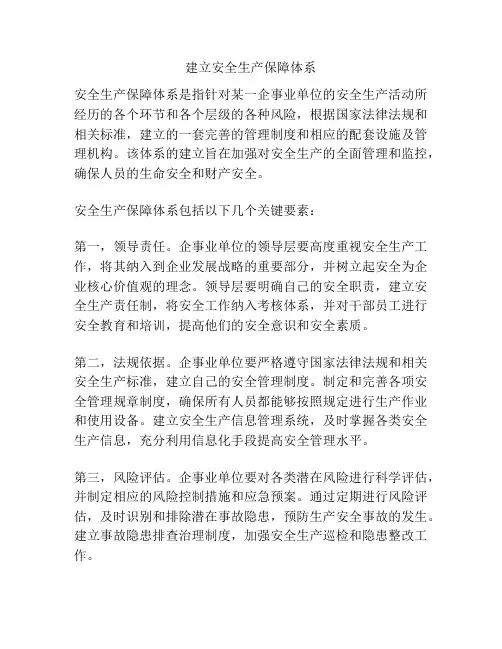 建立安全生产保障体系