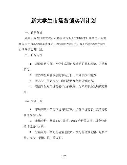 新大学生市场营销实训计划