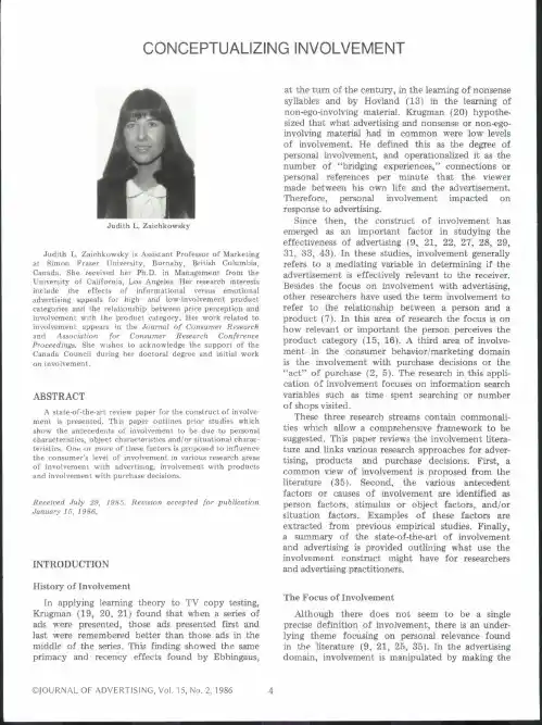 Conceptualizing Involvement