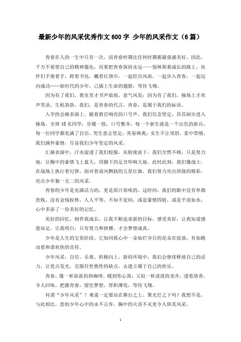最新少年的风采优秀作文600字 少年的风采作文(6篇)
