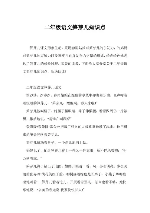 (二年级)二年级语文《笋芽儿》知识点