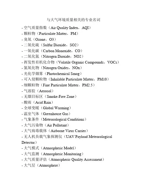 与大气环境质量相关的专业名词