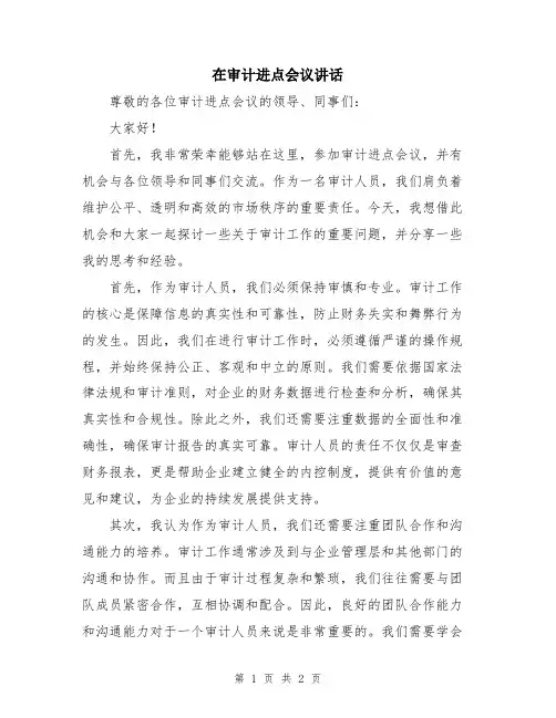 在审计进点会议讲话
