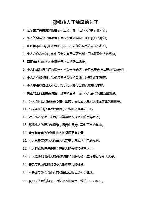 鄙视小人正能量的句子