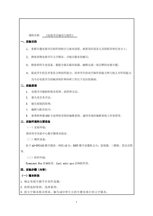 电视节目编导与制作