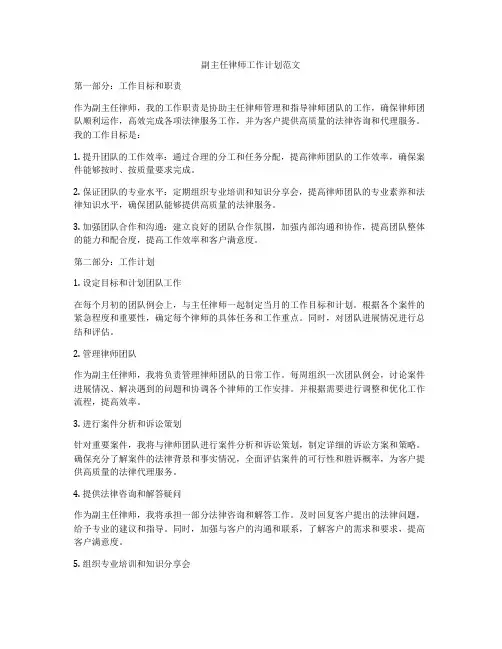 副主任律师工作计划范文