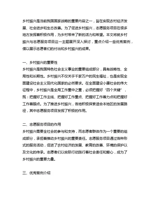 乡村振兴 志愿服务项目 优秀案例