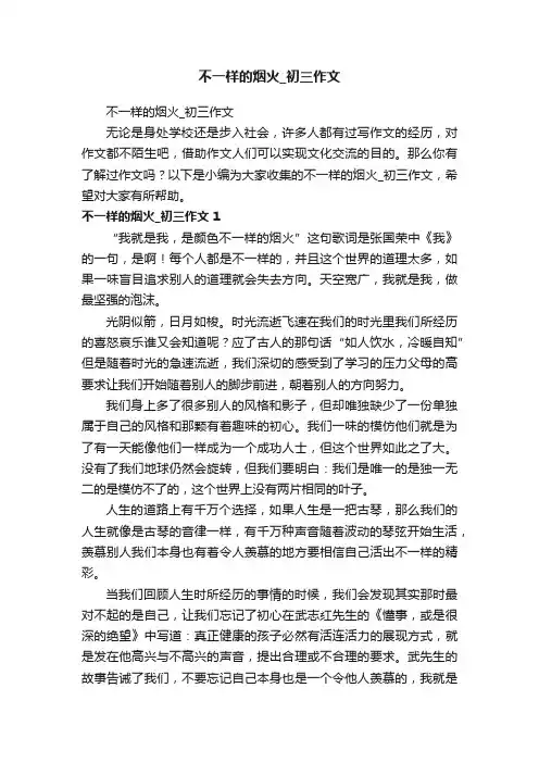 不一样的烟火_初三作文