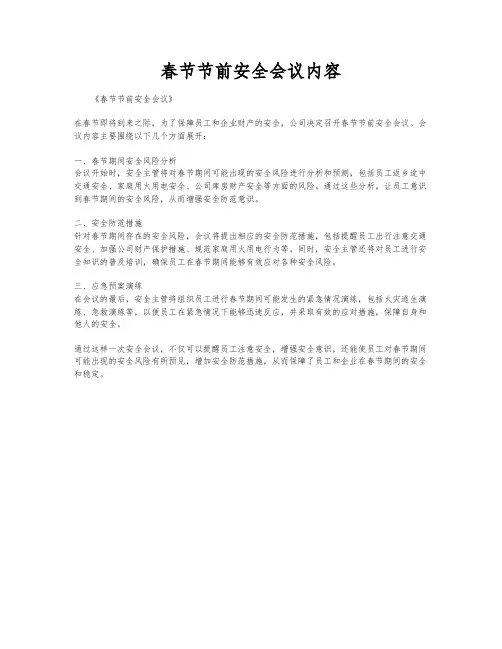 春节节前安全会议内容
